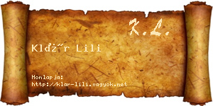 Klár Lili névjegykártya