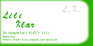 lili klar business card